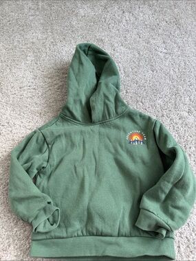 Kids Green Hooded Sweatshirt with Adventure Patch